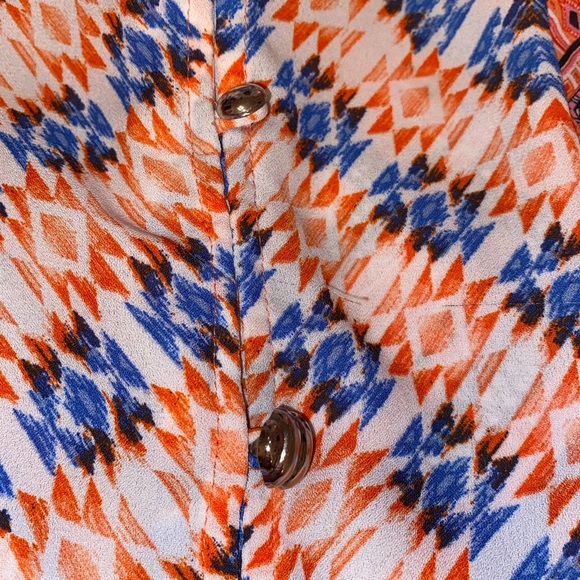 NY Collection Long Sleeve Blouse Faux Front Button Closure & Front Hem Tie SZ XL - Picture 5 of 7